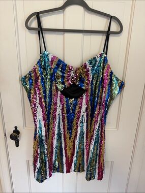 Nasty Gal Multicolor Sequin Mini Dress - Blue, Pink, Gold, Green, White, Black